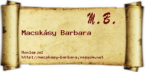 Macskásy Barbara névjegykártya