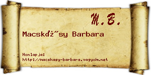 Macskásy Barbara névjegykártya